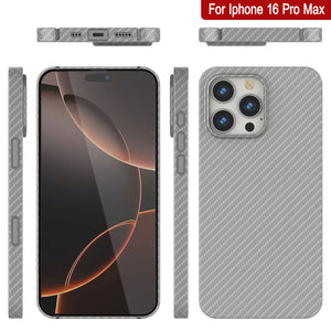 Coque en fibre de carbone Punkcase pour iPhone 16 Pro Max [Série AramidShield] Kevlar ultra fin et léger [Blanc]