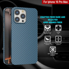 Load image into Gallery viewer, Coque en fibre de carbone Punkcase pour iPhone 16 Pro Max [Série AramidShield] Kevlar ultra fin et léger [Bleu]
