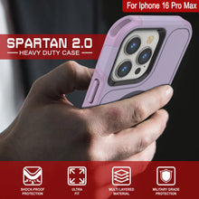 Load image into Gallery viewer, Coque PunkCase pour iPhone 16 Pro Max, [Série Spartan 2.0] Coque robuste et transparente avec protecteur d&#39;écran intégré [lilas]
