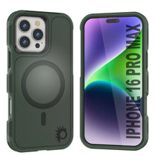 Load image into Gallery viewer, Coque PunkCase pour iPhone 16 Pro Max, [Série Spartan 2.0] Coque robuste et transparente avec protecteur d&#39;écran intégré [vert foncé]
