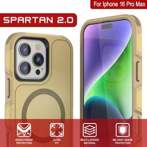 Coque PunkCase pour iPhone 16 Pro Max, [Série Spartan 2.0] Coque robuste et transparente avec protecteur d'écran intégré [jaune]