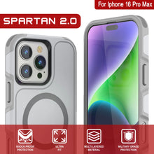 Load image into Gallery viewer, Coque PunkCase pour iPhone 16 Pro Max, [Série Spartan 2.0] Coque robuste et transparente avec protecteur d&#39;écran intégré [blanc]
