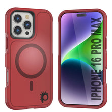 Load image into Gallery viewer, Coque PunkCase pour iPhone 16 Pro Max, [Série Spartan 2.0] Coque robuste et transparente avec protecteur d&#39;écran intégré [rouge]
