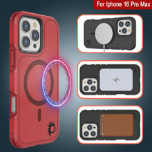 Load image into Gallery viewer, Coque PunkCase pour iPhone 16 Pro Max, [Série Spartan 2.0] Coque robuste et transparente avec protecteur d&#39;écran intégré [rouge]
