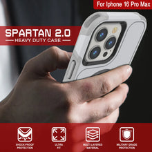 Load image into Gallery viewer, Coque PunkCase pour iPhone 16 Pro Max, [Série Spartan 2.0] Coque robuste et transparente avec protecteur d&#39;écran intégré [blanc]
