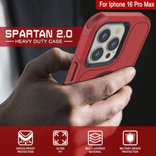 Load image into Gallery viewer, Coque PunkCase pour iPhone 16 Pro Max, [Série Spartan 2.0] Coque robuste et transparente avec protecteur d&#39;écran intégré [rouge]
