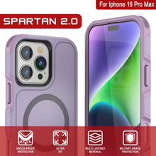 Load image into Gallery viewer, Coque PunkCase pour iPhone 16 Pro Max, [Série Spartan 2.0] Coque robuste et transparente avec protecteur d&#39;écran intégré [lilas]
