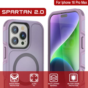 Coque PunkCase pour iPhone 16 Pro Max, [Série Spartan 2.0] Coque robuste et transparente avec protecteur d'écran intégré [lilas]