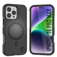 Load image into Gallery viewer, Coque PunkCase pour iPhone 16 Pro Max, [Série Spartan 2.0] Coque robuste et transparente avec protecteur d&#39;écran intégré [Noir]
