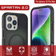 Load image into Gallery viewer, Coque PunkCase pour iPhone 16 Pro Max, [Série Spartan 2.0] Coque robuste et transparente avec protecteur d&#39;écran intégré [Noir]
