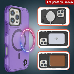 Coque PunkCase pour iPhone 16 Pro Max, [Série Spartan 2.0] Coque robuste et transparente avec protecteur d'écran intégré [violet]