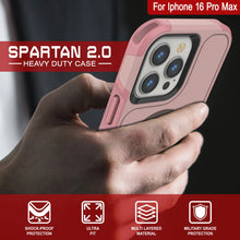 Load image into Gallery viewer, Coque PunkCase pour iPhone 16 Pro Max, [Série Spartan 2.0] Coque robuste et transparente avec protecteur d&#39;écran intégré [rose]
