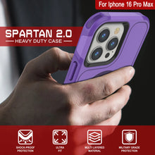 Load image into Gallery viewer, Coque PunkCase pour iPhone 16 Pro Max, [Série Spartan 2.0] Coque robuste et transparente avec protecteur d&#39;écran intégré [violet]
