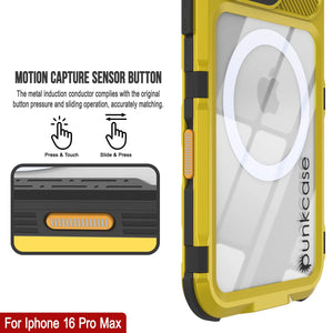 Coque étanche en aluminium pour iPhone 16 Pro Max Metal Extreme 2.0 Series IP68 avec protection d'écran intégrée [Jaune]