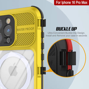 Coque étanche en aluminium pour iPhone 16 Pro Max Metal Extreme 2.0 Series IP68 avec protection d'écran intégrée [Jaune]