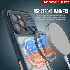 Coque étanche en aluminium pour iPhone 16 Pro Max Metal Extreme 2.0 Series IP68 avec protection d'écran intégrée [Bleu]