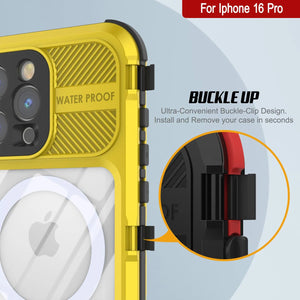 Coque étanche en aluminium pour iPhone 16 Pro Metal Extreme 2.0 Series IP68 avec protection d'écran intégrée [Jaune]