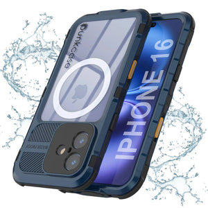 Coque étanche en aluminium pour iPhone 16 Metal Extreme 2.0 Series IP68 avec protection d'écran intégrée [Bleu]