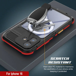 Coque étanche en aluminium pour iPhone 16 Metal Extreme 2.0 Series IP68 avec protection d'écran intégrée [noir-rouge]