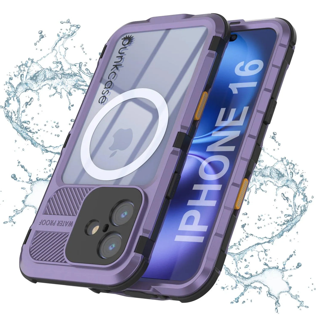 Coque étanche en aluminium pour iPhone 16 Metal Extreme 2.0 Series IP68 avec protection d'écran intégrée [Violet]