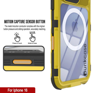 Coque étanche en aluminium pour iPhone 16 Metal Extreme 2.0 Series IP68 avec protection d'écran intégrée [Jaune]