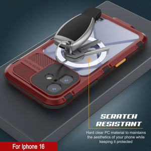 Coque étanche en aluminium pour iPhone 16 Metal Extreme 2.0 Series IP68 avec protection d'écran intégrée [rouge-noir]