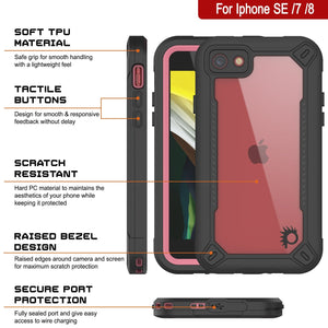iPhone 7 Waterproof IP68 Case, Punkcase [pink]  [Maximus Series] [Slim Fit] [IP68 Certified] [Shockresistant] Clear Armor Cover with Screen Protector | Ultimate Protection (Color in image: purple)