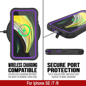 iPhone 7 Waterproof IP68 Case, Punkcase [Purple]  [Maximus Series] [Slim Fit] [IP68 Certified] [Shockresistant] Clear Armor Cover with Screen Protector | Ultimate Protection (Color in image: black)