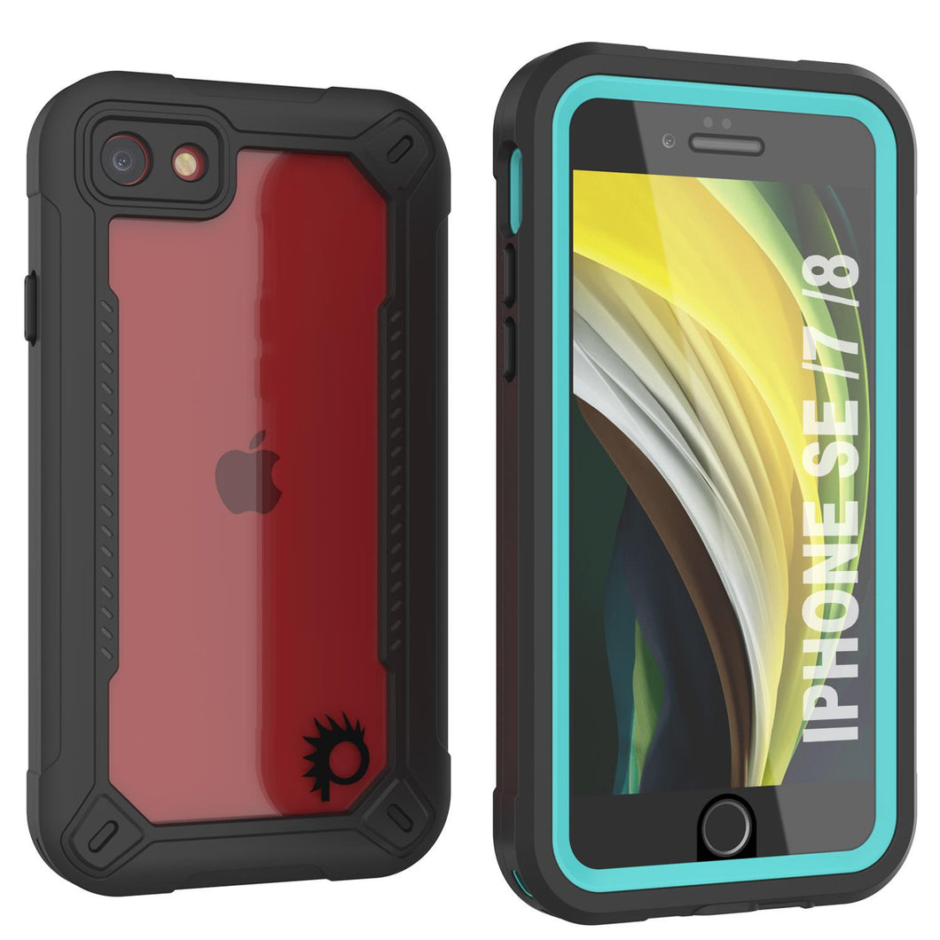 iPhone 7 Waterproof IP68 Case, Punkcase [teal]  [Maximus Series] [Slim Fit] [IP68 Certified] [Shockresistant] Clear Armor Cover with Screen Protector | Ultimate Protection (Color in image: teal)