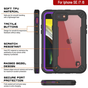 iPhone 7 Waterproof IP68 Case, Punkcase [Purple]  [Maximus Series] [Slim Fit] [IP68 Certified] [Shockresistant] Clear Armor Cover with Screen Protector | Ultimate Protection (Color in image: blue)