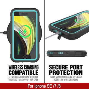 iPhone 7 Waterproof IP68 Case, Punkcase [teal]  [Maximus Series] [Slim Fit] [IP68 Certified] [Shockresistant] Clear Armor Cover with Screen Protector | Ultimate Protection (Color in image: green)