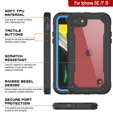 Charger l&#39;image dans la galerie, iPhone 8 Waterproof IP68 Case, Punkcase [Blue]  [Maximus Series] [Slim Fit] [IP68 Certified] [Shockresistant] Clear Armor Cover with Screen Protector | Ultimate Protection (Color in image: black)
