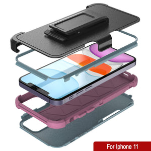 Punkcase for iPhone 11 Belt Clip Multilayer Holster Case [Patron Series] [Mint-Pink] 