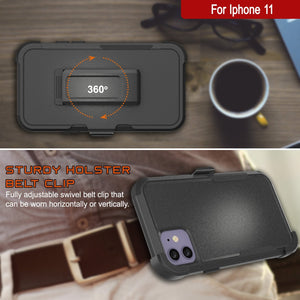 Punkcase for iPhone 11 Belt Clip Multilayer Holster Case [Patron Series] [Black] 