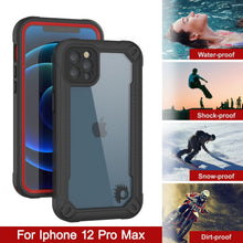 Charger l&#39;image dans la galerie, iPhone 12 Pro Max Waterproof IP68 Case, Punkcase [red]  [Maximus Series] [Slim Fit] [IP68 Certified] [Shockresistant] Clear Armor Cover with Screen Protector | Ultimate Protection 
