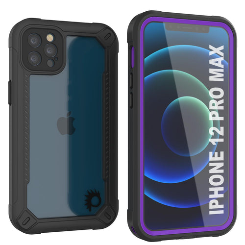 iPhone 12 Pro Max Waterproof IP68 Case, Punkcase [Purple]  [Maximus Series] [Slim Fit] [IP68 Certified] [Shockresistant] Clear Armor Cover with Screen Protector | Ultimate Protection (Color in image: purple)