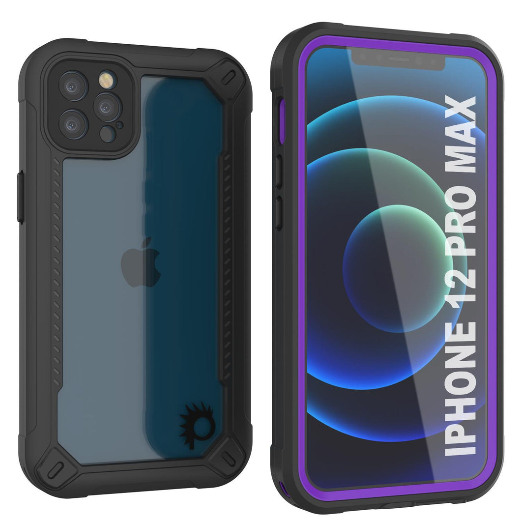 iPhone 12 Pro Max Waterproof IP68 Case, Punkcase [Purple]  [Maximus Series] [Slim Fit] [IP68 Certified] [Shockresistant] Clear Armor Cover with Screen Protector | Ultimate Protection (Color in image: purple)