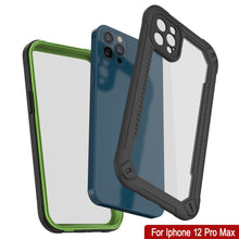 Charger l&#39;image dans la galerie, iPhone 12 Pro Max Waterproof IP68 Case, Punkcase [Green]  [Maximus Series] [Slim Fit] [IP68 Certified] [Shockresistant] Clear Armor Cover with Screen Protector | Ultimate Protection (Color in image: black)
