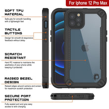 Charger l&#39;image dans la galerie, iPhone 12 Pro Max Waterproof IP68 Case, Punkcase [Black]  [Maximus Series] [Slim Fit] [IP68 Certified] [Shockresistant] Clear Armor Cover with Screen Protector | Ultimate Protection (Color in image: blue)
