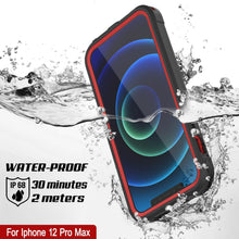 Charger l&#39;image dans la galerie, iPhone 12 Pro Max Waterproof IP68 Case, Punkcase [red]  [Maximus Series] [Slim Fit] [IP68 Certified] [Shockresistant] Clear Armor Cover with Screen Protector | Ultimate Protection (Color in image: black)
