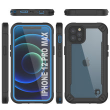 Charger l&#39;image dans la galerie, iPhone 12 Pro Max Waterproof IP68 Case, Punkcase [Blue]  [Maximus Series] [Slim Fit] [IP68 Certified] [Shockresistant] Clear Armor Cover with Screen Protector | Ultimate Protection (Color in image: black)

