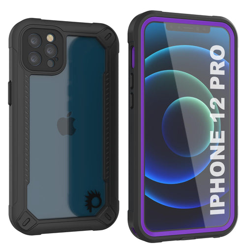 iPhone 12 Pro Waterproof IP68 Case, Punkcase [Purple]  [Maximus Series] [Slim Fit] [IP68 Certified] [Shockresistant] Clear Armor Cover with Screen Protector | Ultimate Protection (Color in image: purple)