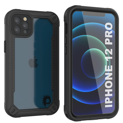 iPhone 12 Pro Waterproof IP68 Case, Punkcase [Black]  [Maximus Series] [Slim Fit] [IP68 Certified] [Shockresistant] Clear Armor Cover with Screen Protector | Ultimate Protection (Color in image: black)