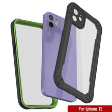 Charger l&#39;image dans la galerie, iPhone 12 Waterproof IP68 Case, Punkcase [Green]  [Maximus Series] [Slim Fit] [IP68 Certified] [Shockresistant] Clear Armor Cover with Screen Protector | Ultimate Protection (Color in image: black)
