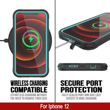 Charger l&#39;image dans la galerie, iPhone 12 Waterproof IP68 Case, Punkcase [teal]  [Maximus Series] [Slim Fit] [IP68 Certified] [Shockresistant] Clear Armor Cover with Screen Protector | Ultimate Protection (Color in image: black)
