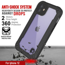 Charger l&#39;image dans la galerie, iPhone 12 Waterproof IP68 Case, Punkcase [white]  [Maximus Series] [Slim Fit] [IP68 Certified] [Shockresistant] Clear Armor Cover with Screen Protector | Ultimate Protection (Color in image: black)
