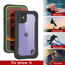 Charger l&#39;image dans la galerie, iPhone 12 Waterproof IP68 Case, Punkcase [Green]  [Maximus Series] [Slim Fit] [IP68 Certified] [Shockresistant] Clear Armor Cover with Screen Protector | Ultimate Protection 
