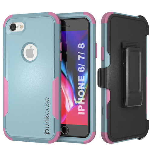 Punkcase for iPhone 8 Belt Clip Multilayer Holster Case [Patron Series] [Mint-Pink] (Color in image: Mint-Pink)