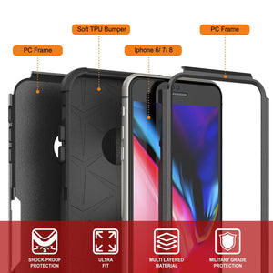 Punkcase for iPhone 7 Belt Clip Multilayer Holster Case [Patron Series] [Black] (Color in image: Mint)