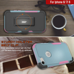 Punkcase for iPhone 6 Belt Clip Multilayer Holster Case [Patron Series] [Mint-Pink] 